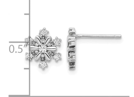 Sterling silver cubic zirconia snowflake earrings, further view