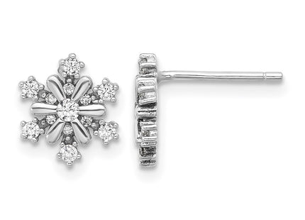 Sterling silver cubic zirconia snowflake earrings