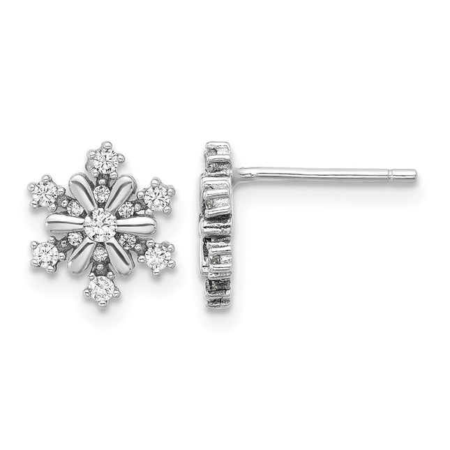 Sterling silver cubic zirconia snowflake earrings
