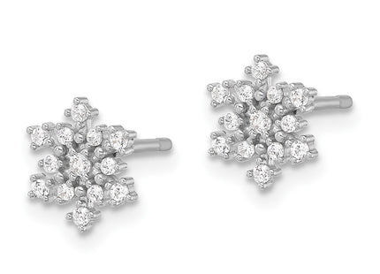 Sterling silver cubic zirconia snowflake earrings, alternate view