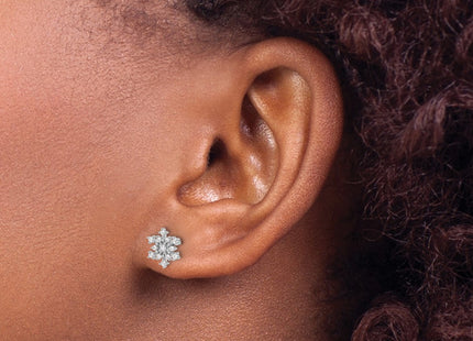 Sterling silver cubic zirconia snowflake earrings, another view
