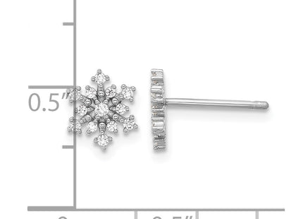 Sterling silver cubic zirconia snowflake earrings, further view
