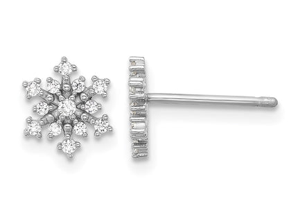 Sterling silver cubic zirconia snowflake earrings