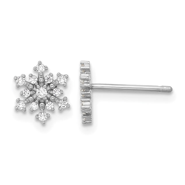 Sterling silver cubic zirconia snowflake earrings