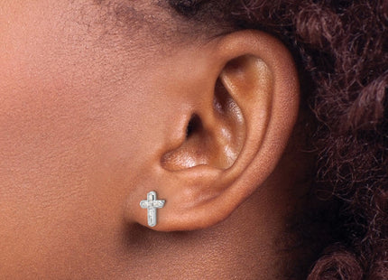 Sterling silver cubic zirconia cross earrings, another view