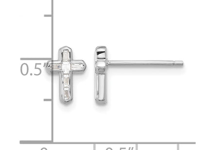 Sterling silver cubic zirconia cross earrings, further view