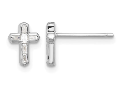 Sterling silver cubic zirconia cross earrings