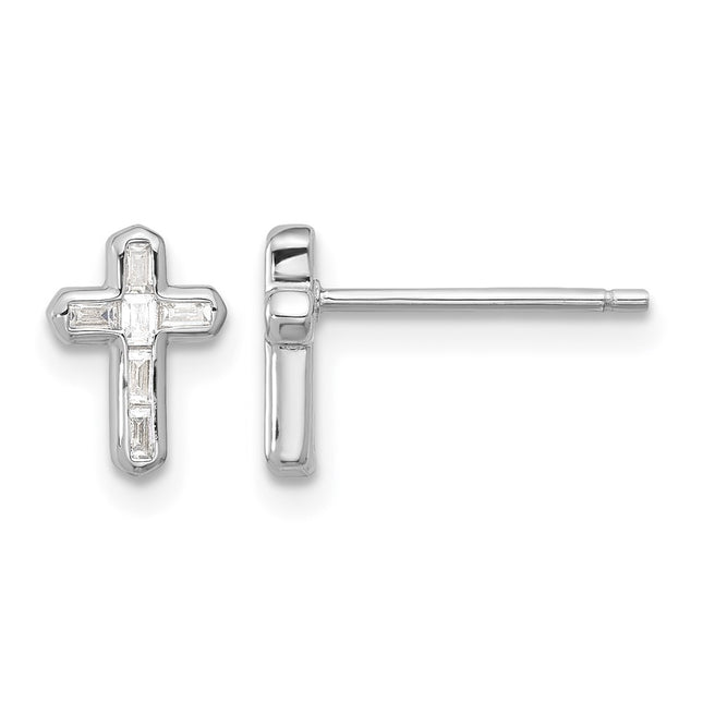 Sterling silver cubic zirconia cross earrings