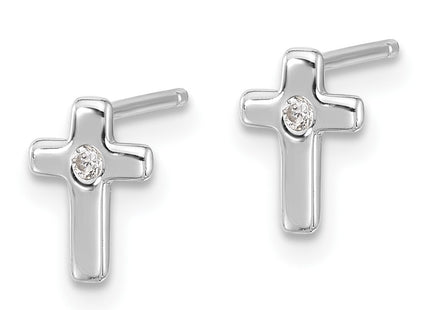 Sterling silver cubic zirconia cross earrings, alternate view