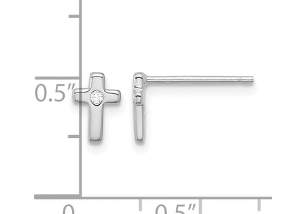 Sterling silver cubic zirconia cross earrings, further view