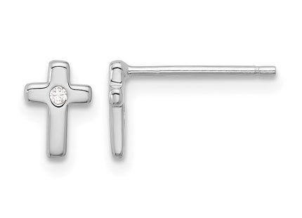 Sterling silver cubic zirconia cross earrings