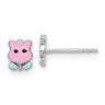 Sterling Silver Rhodium-plated Enameled Tulip Children's Post Earrings