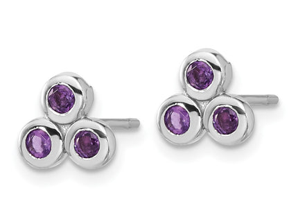 Sterling silver amethyst earrings, alternate view