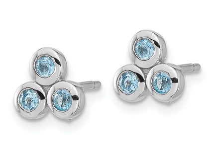 Sterling silver blue topaz earrings, alternate view