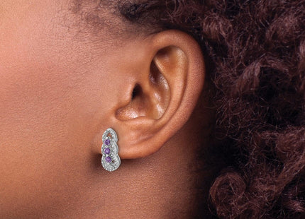 Sterling Silver Rhodium-plated Amethyst Post Earrings