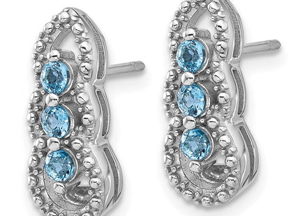 Sterling Silver Rhodium-plated Light Swiss Blue Topaz Post Earrings (Style QE17759BT)