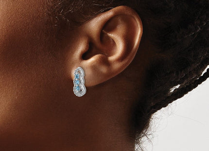 Sterling Silver Rhodium-plated Light Swiss Blue Topaz Post Earrings (Style QE17759BT)