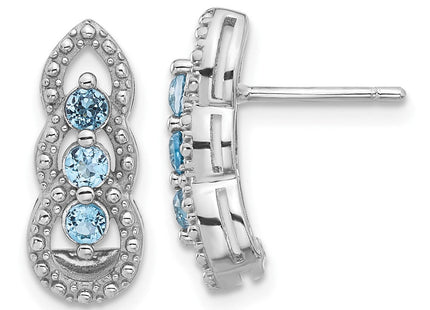 Sterling Silver Rhodium-plated Light Swiss Blue Topaz Post Earrings (Style QE17759BT)