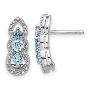 Sterling Silver Rhodium-plated Light Swiss Blue Topaz Post Earrings (Style QE17759BT)