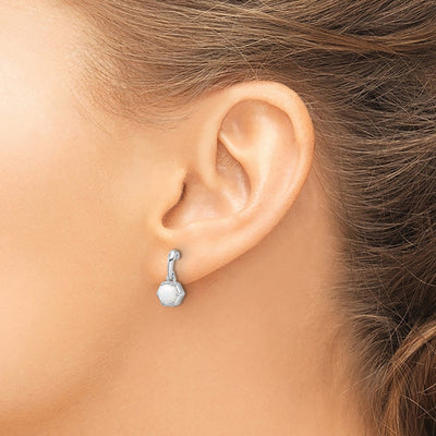 Sterling Silver Rhodium-plated Polished Created Opal Dangle Post Earrings