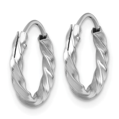 Sterling Silver Rhodium-plated Polished Twisted 2.25 x Round Endless Hoop Earrings, 16 x 15mm