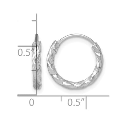 Sterling Silver Rhodium-plated Polished Twisted 2.25 x Round Endless Hoop Earrings, 16 x 15mm
