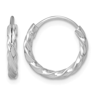 Sterling Silver Rhodium-plated Polished Twisted 2.25 x Round Endless Hoop Earrings, 16 x 15mm