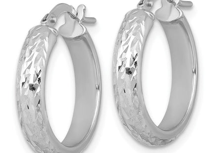 Sterling Silver Rhodium-plated Polished and Diamond-cut 4.00 x Tube Hoop Earrings (Style QE17830)