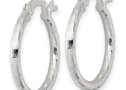 Sterling Silver Polished Diamond-Cut Round Hoop Earrings
