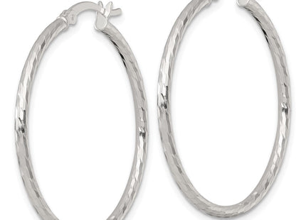 Sterling Silver Polished Diamond-Cut Round Hoop Earrings