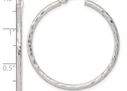 Sterling Silver Polished Diamond-Cut Round Hoop Earrings