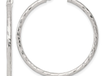 Sterling Silver Polished Diamond-Cut Round Hoop Earrings