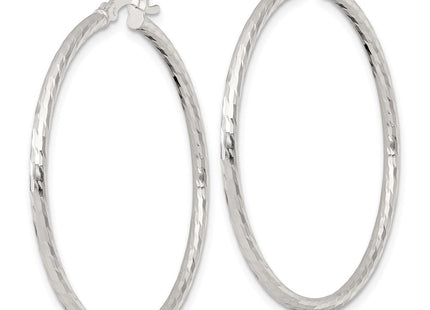 Sterling Silver Polished Diamond-Cut Round Hoop Earrings