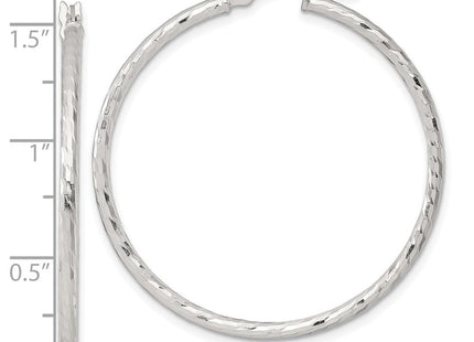 Sterling Silver Polished Diamond-Cut Round Hoop Earrings