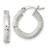 Sterling Silver Polished Diamond-cut Textured 15x3. Round Hoop Earrings