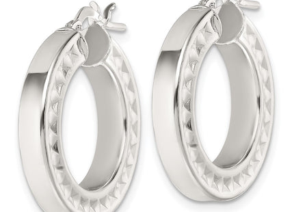 Sterling silver hoop earrings, alternate view