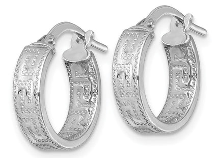 Sterling silver key hoop earrings, alternate view