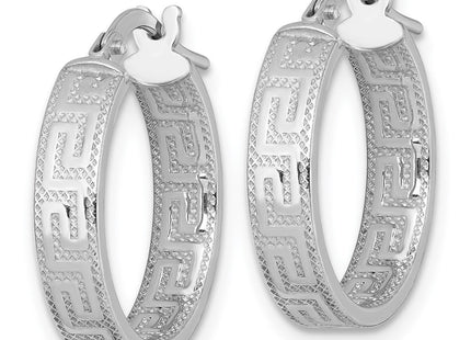 Sterling silver key hoop earrings, alternate view