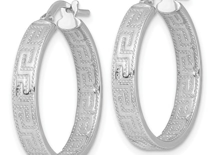 Sterling silver key hoop earrings, alternate view