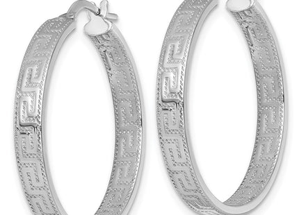 Sterling silver key hoop earrings, alternate view
