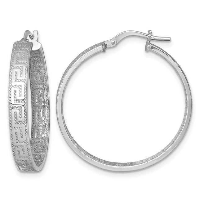 Sterling silver key hoop earrings