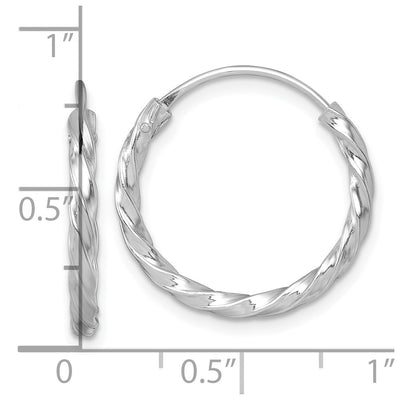 Sterling Silver Rhodium-plated Polished Twisted 2.25 x Round Endless Hoop Earrings, 20 x 2.25mm