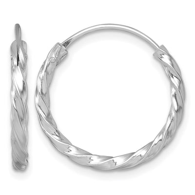 Sterling Silver Rhodium-plated Polished Twisted 2.25 x Round Endless Hoop Earrings, 20 x 2.25mm