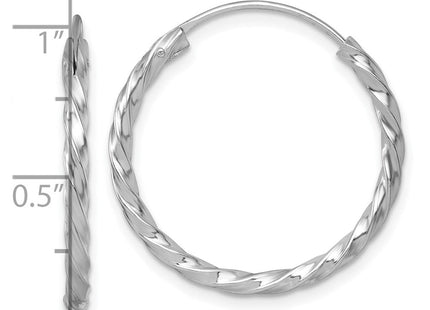 Sterling Silver Rhodium-plated Polished Twisted 2.25 x Round Endless Hoop Earrings (Style QE17886)