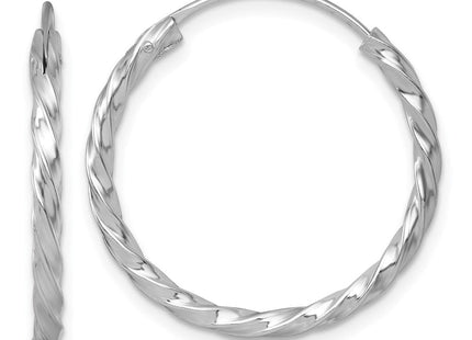 Sterling Silver Rhodium-plated Polished Twisted 2.25 x Round Endless Hoop Earrings (Style QE17886)