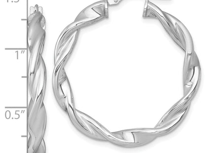 Sterling Silver Rhodium-plated Polished Twisted 4.00 x Round Hoop Earrings (Style QE17890)