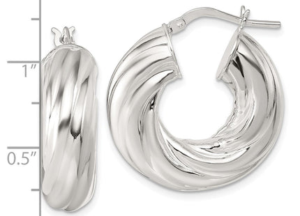 Sterling Silver Polished Twisted Tube Hoop Earrings (Style QE17892)