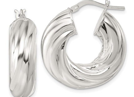 Sterling Silver Polished Twisted Tube Hoop Earrings (Style QE17892)