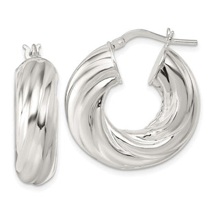 Sterling Silver Polished Twisted Tube Hoop Earrings (Style QE17892)