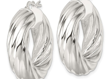 Sterling silver hoop earrings, alternate view